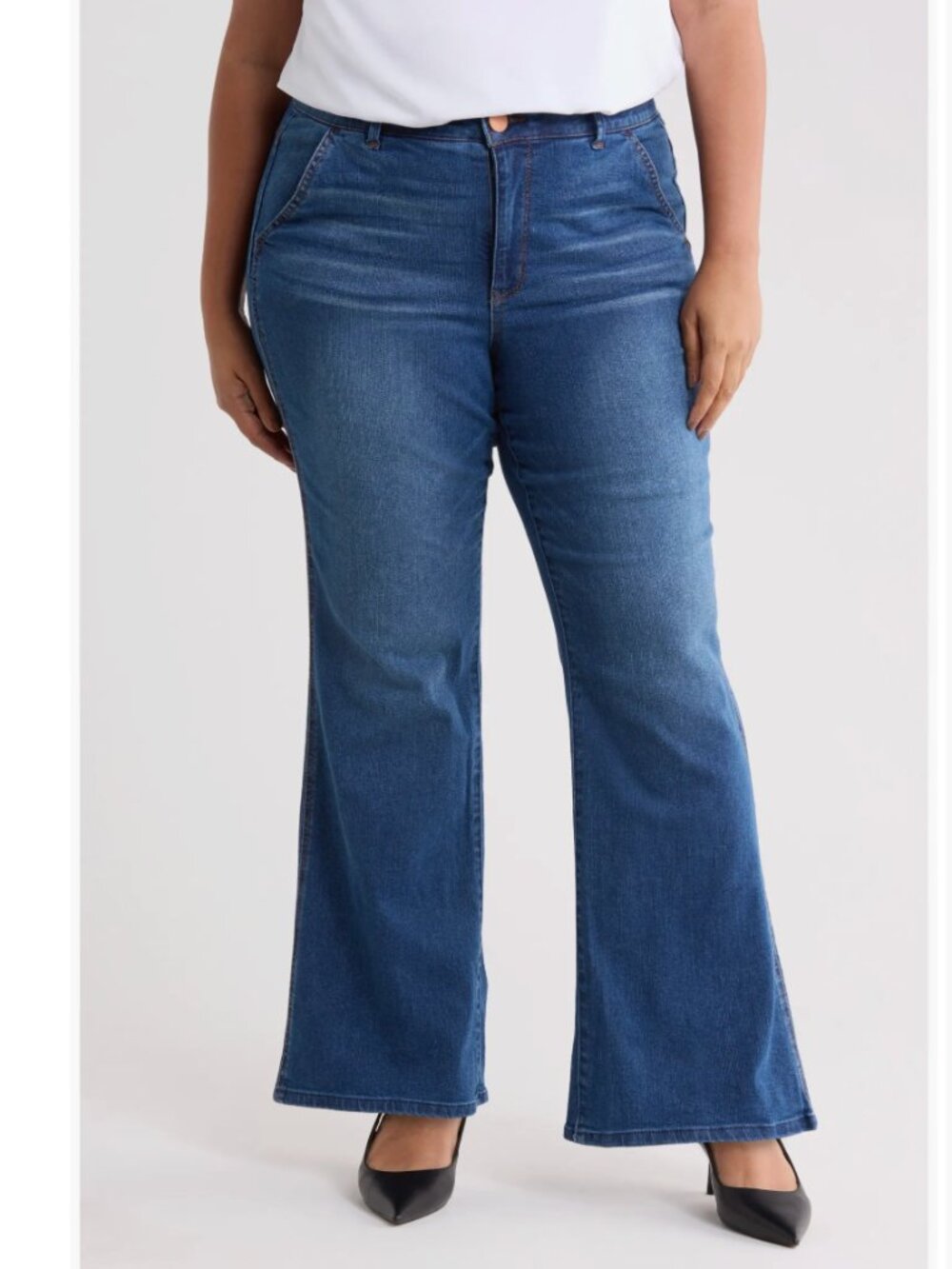 NWT Democracy Soution Skyrise Double Side Flare Jeans 16W Plus, BLUE